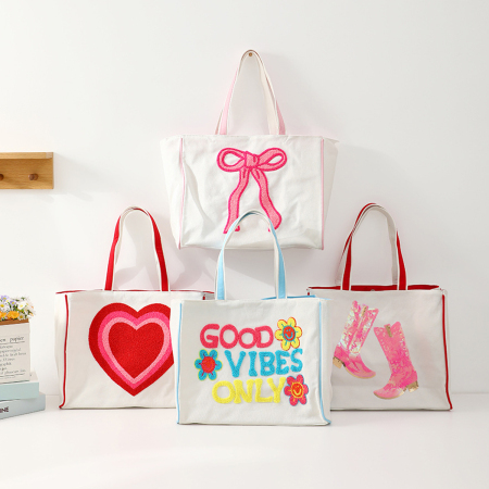 Sac fourre-tout en toile à nœud papillon en forme de cœur (1 pièce)