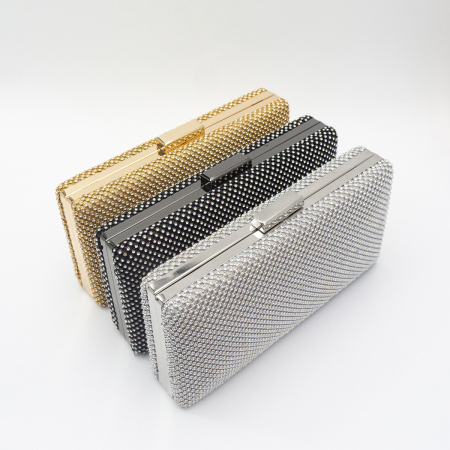 Pochette de soirée carrée en forme de boîte, couleur unie, ornée de strass, pour femme