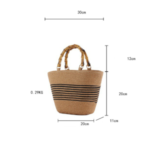 Sac Fourre-Tout En Papier À Rayures Tissées Style Vacances Pour Femmes h5 Image6