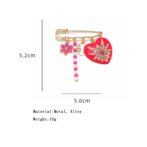 Broches En Alliage En Forme De Cœur Avec Fleurs Douces h5 