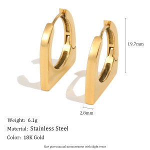 Boucles D'Oreilles Créoles Pour Femmes, En Acier Inoxydable, Étanches, Couleur Or, Forme Simple De Cadenas h5 Image2