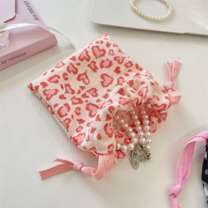 Pochette À Bijoux En Tissu Imprimé Léopard Et Cœur Rétro h5 Image3