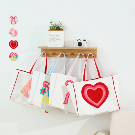 Sac fourre-tout en toile à nœud papillon en forme de cœur (1 pièce) 2