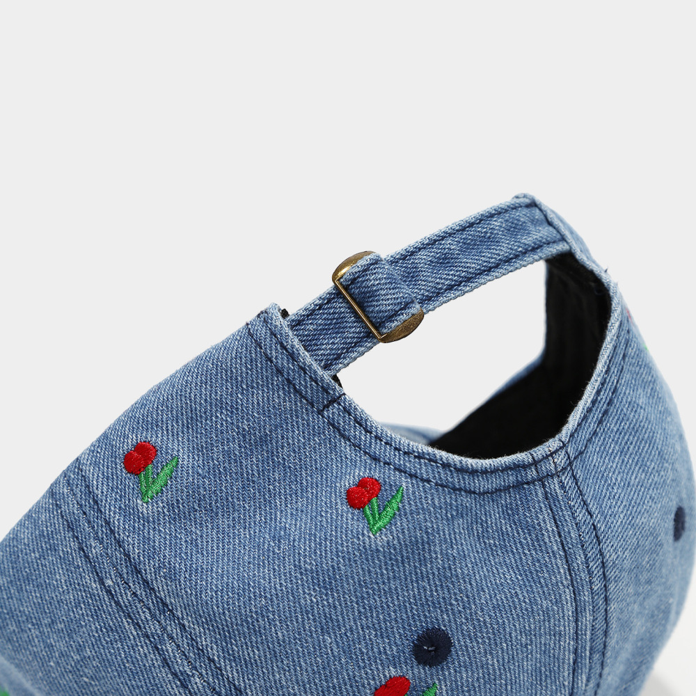 Casquette De Baseball Femme En Denim Brodé De Cerises Douces Image6