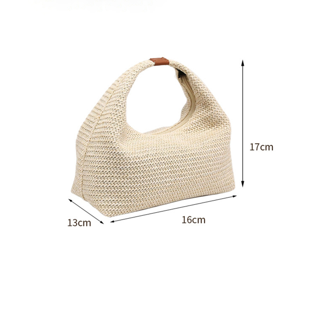 Sac À Main Femme En Paille Tressée Unie, Style Parisien Chic h5Image2