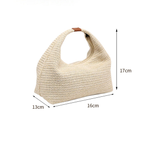 Sac À Main Femme En Paille Tressée Unie, Style Parisien Chic h5 Image2