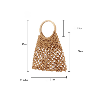 Sac Trapèze Femme En Corde Tressée Ajourée, Couleur Unie, Style Vacances h5 Image5