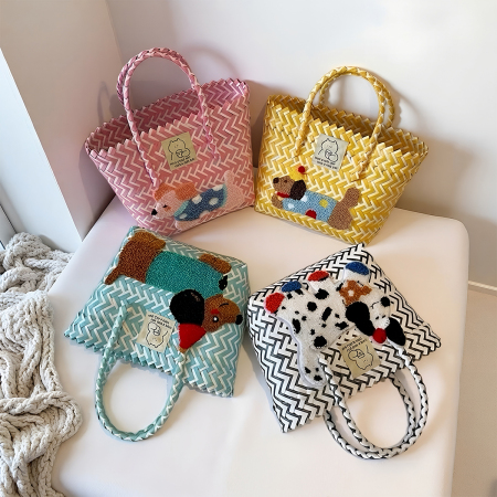 Sac à main femme en plastique tissé à motif animal, style décontracté