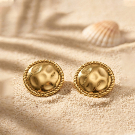Boucles d'oreilles puces pour femmes, en acier inoxydable, couleur or, à filetage simple et étanche