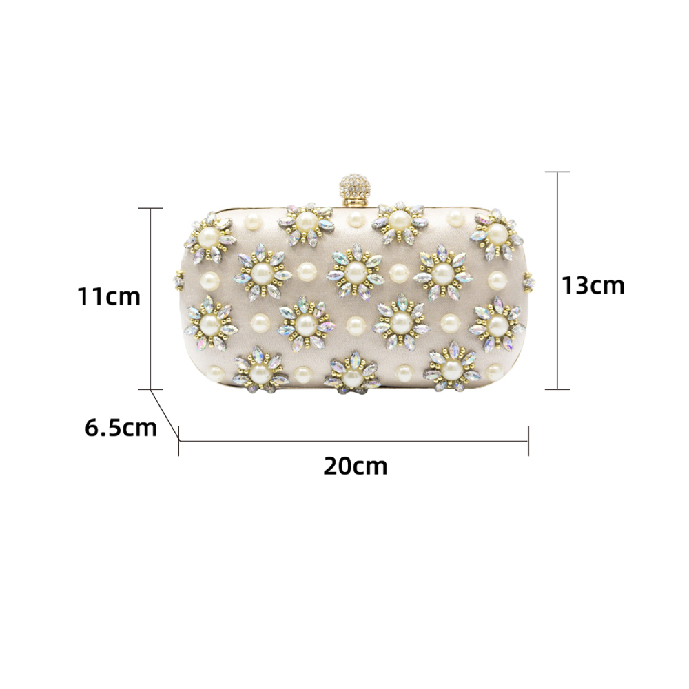 Pochette De Soirée Romantique En Tissu Orné De Perles Et De Fleurs h5Image6