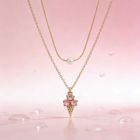 Colliers superposés pour femmes en acier inoxydable, étanches, couleur or, avec zircon, en forme de glace simple