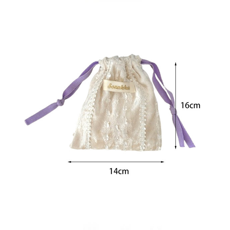Sac De Rangement Romantique En Velours À Cordon De Serrage Et Dentelle Image5