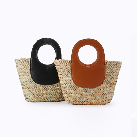 Sac cabas femme en paille tressée multicolore style vacances