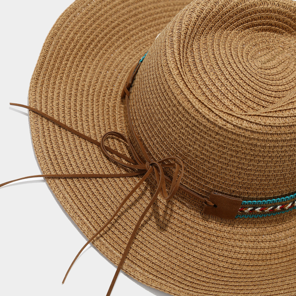 Chapeaux De Paille Unis Style Bohème Pour Femmes h5Image4