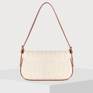 Sacoche Bandoulière Femme En Paille Tissée Unie, Style Décontracté h5 Image2