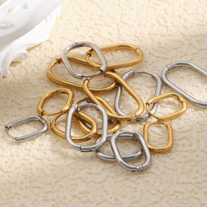 Boucles D'Oreilles Créoles Simples En Acier Inoxydable Étanche Couleur Or Pour Femmes h5 Image4