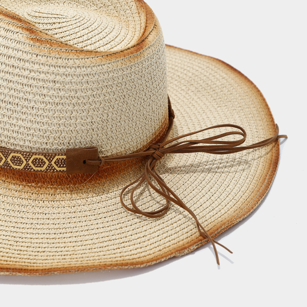 Chapeaux De Paille Pour Femmes, Couleurs Assorties, Motif Cristal De Vacances h5Image5