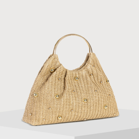 Sac oreiller femme en paille tissée unie style vieille fortune 2