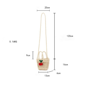 Sac De Plage Femme Tissé En Corde De Papier Cerise Style Vacances h5 Image6