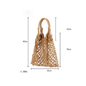Sac De Plage Femme En Corde Tressée Ajourée, Couleur Unie, Style Vacances h5 Image5