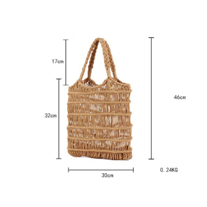 Sac Fourre-Tout Femme Style Vacances, Couleur Unie, En Corde Tressée Ajourée h5 Image6