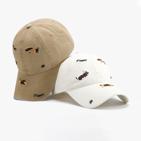 Casquette de baseball pour femme avec broderie chien mignon