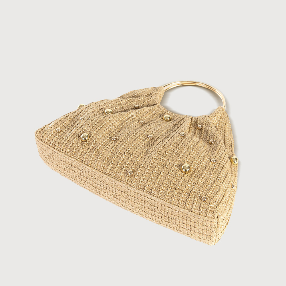 Sac Oreiller Femme En Paille Tissée Unie Style Vieille Fortune Image3