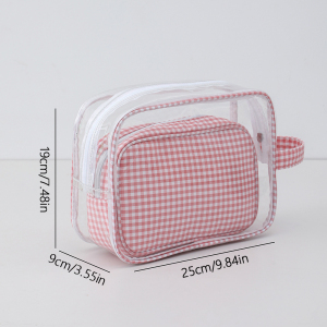 Trousse À Maquillage Décontractée En Pvc À Carreaux (1 Pièce) h5 Image5
