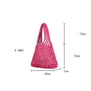 Sac De Plage Femme En Corde De Coton Tissée, Couleur Unie, Style Vacances h5 Image5