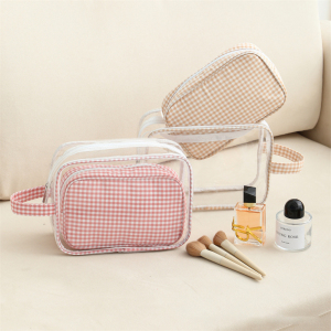 Trousse À Maquillage Décontractée En Pvc À Carreaux (1 Pièce) h5 Image3