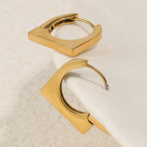 Boucles D'Oreilles Créoles Pour Femmes, En Acier Inoxydable, Étanches, Couleur Or, Forme Simple De Cadenas h5 Image5