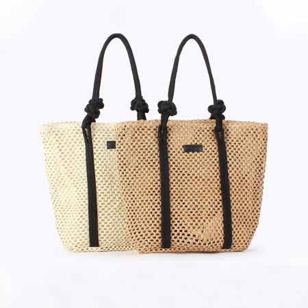 Sac fourre-tout femme en papier tissé uni style vacances