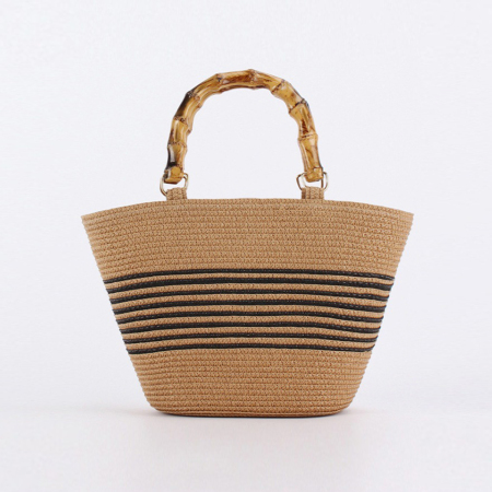 Sac fourre-tout en papier à rayures tissées style vacances pour femmes 2