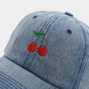 Casquette De Baseball Femme En Denim Brodé De Cerises Douces h5 Image4