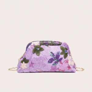 Pochettes Pour Femmes En Tissu À Sequins Brodés En Forme De Coussin, Ornées De Fleurs h5 Image2