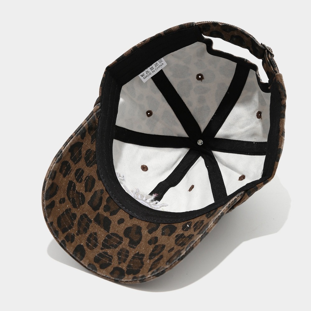 Casquette De Baseball Femme Décontractée En Tissu Imprimé Léopard Brodé Soleil h5Image5