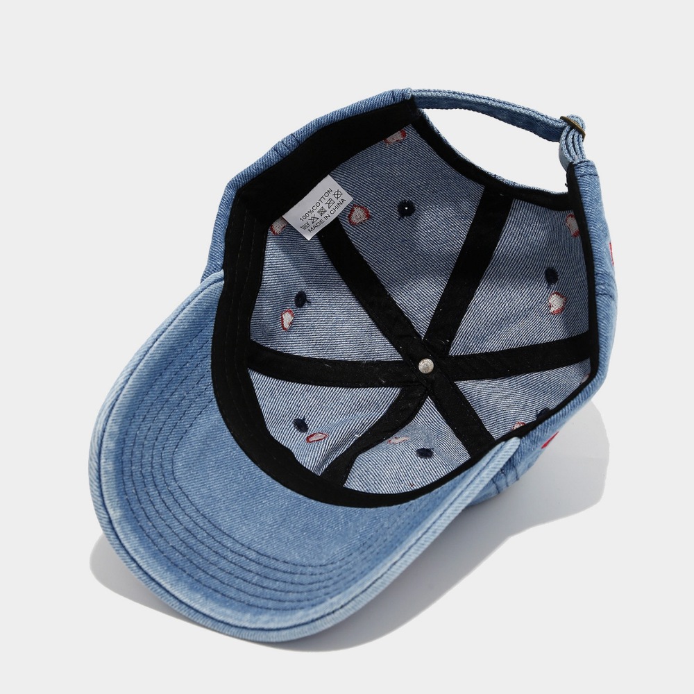 Casquette De Baseball Femme En Denim Avec Broderie Cœur Image6