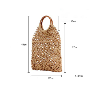 Sac Fourre-Tout Femme Style Vacances, Couleur Unie, En Corde Tressée Ajourée h5 Image6