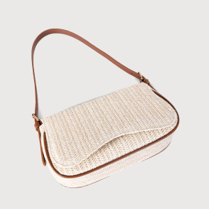 Sacoche Bandoulière Femme En Paille Tissée Unie, Style Décontracté h5 Image3