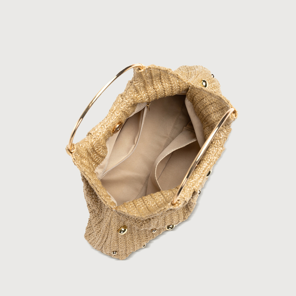 Sac Oreiller Femme En Paille Tissée Unie Style Vieille Fortune Image4