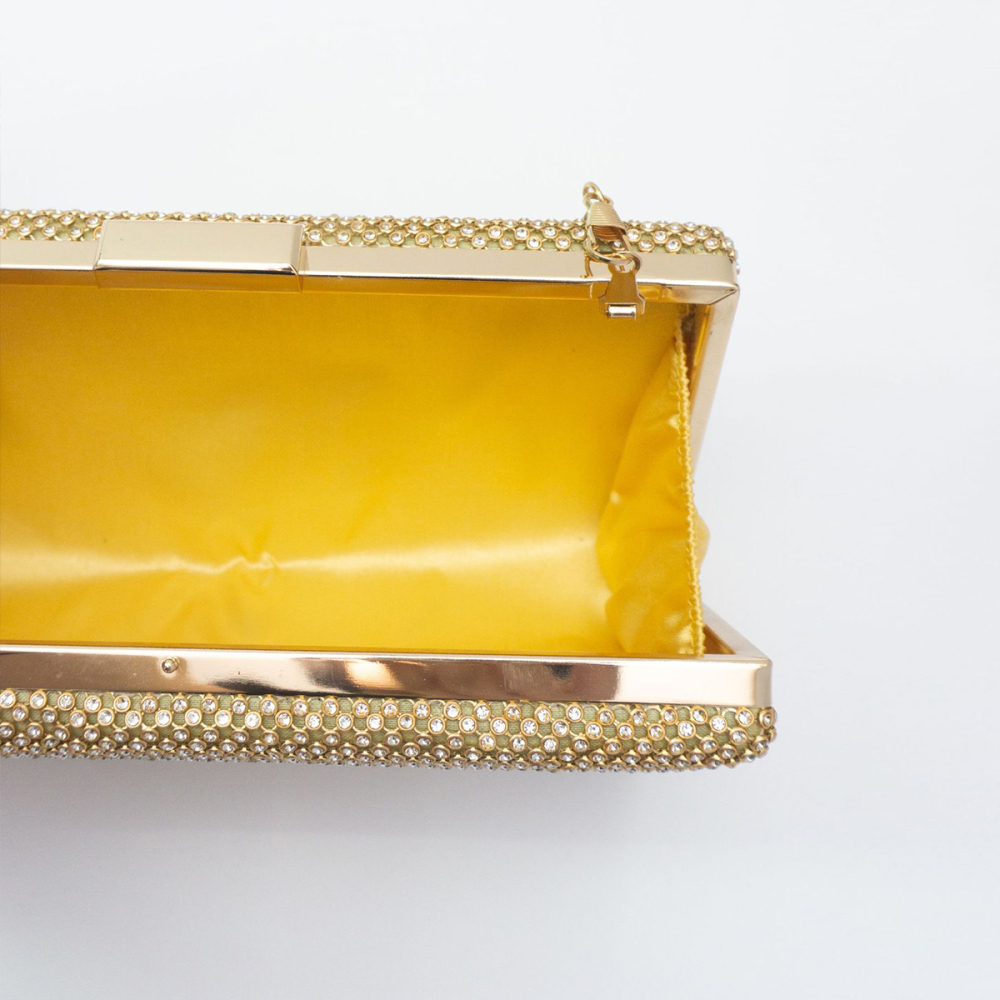 Pochette De Soirée Carrée En Forme De Boîte, Couleur Unie, Ornée De Strass, Pour Femme Image5