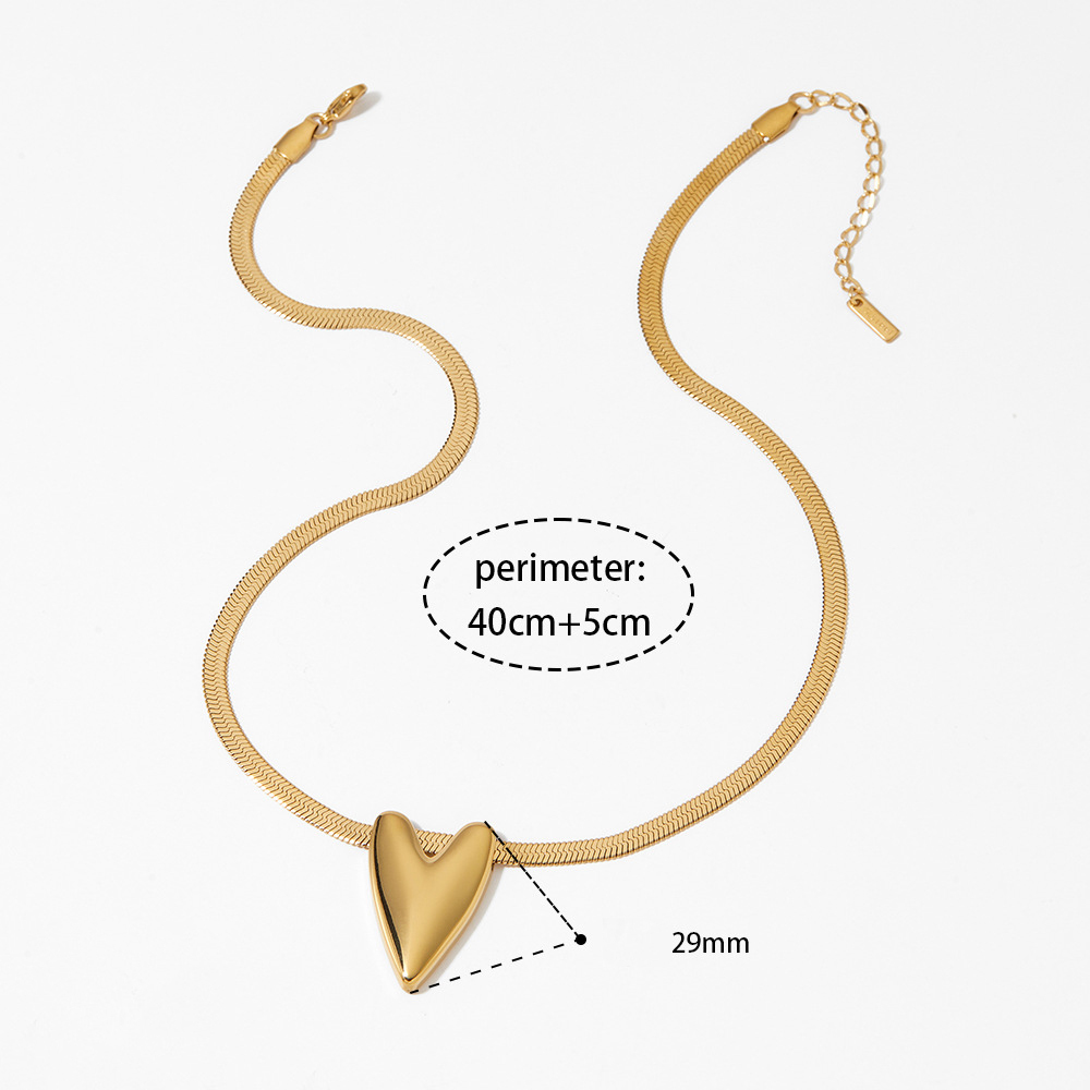 Colliers Pendentifs Pour Femmes En Forme De Cœur Simple, En Acier Inoxydable Étanche, Couleur Or h5Image4