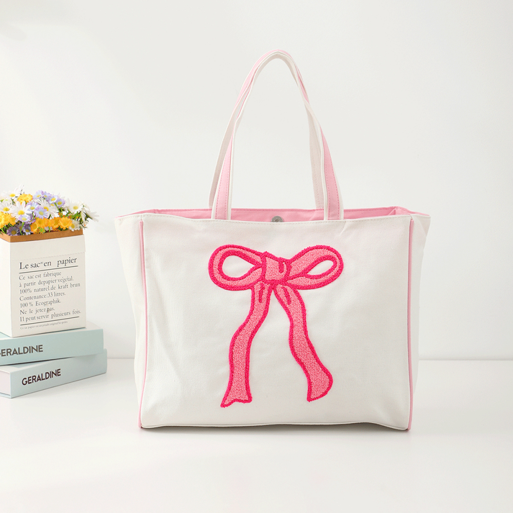 Sac Fourre-Tout En Toile À Nœud Papillon En Forme De Cœur (1 Pièce) 