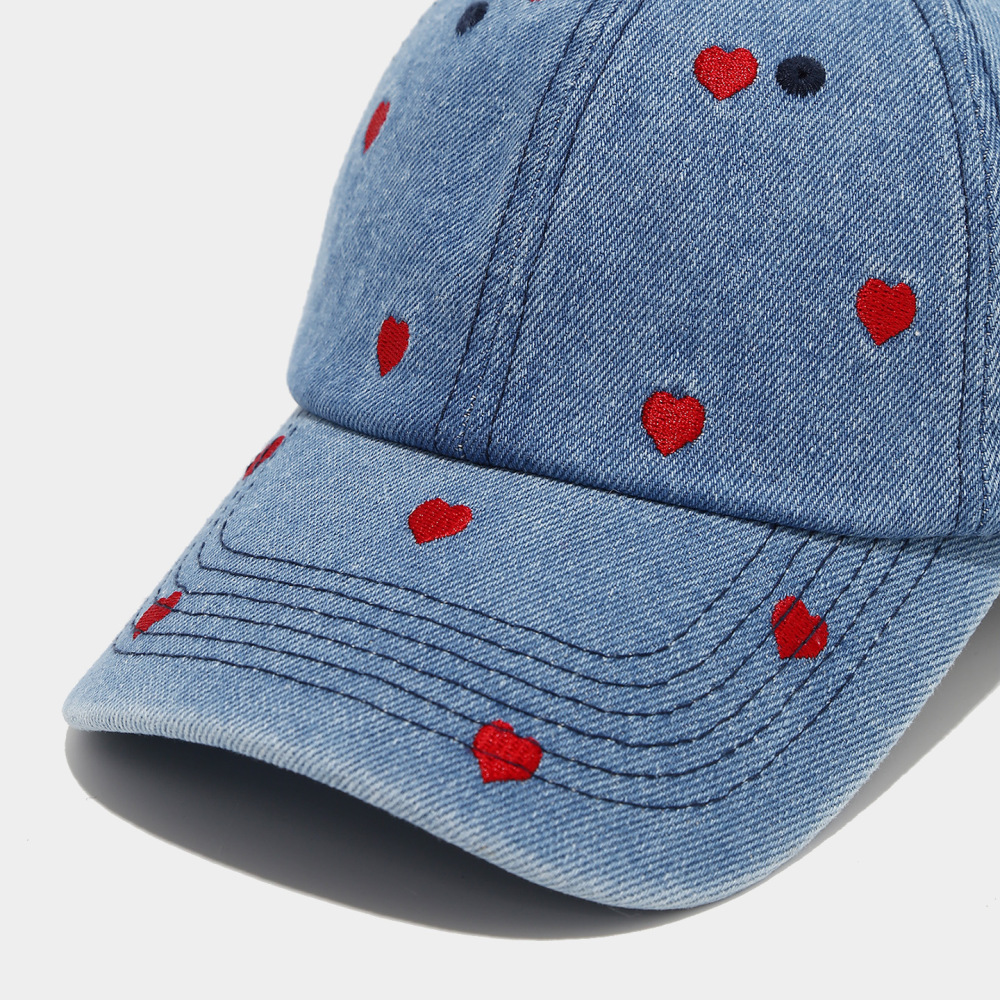 Casquette De Baseball Femme En Denim Avec Broderie Cœur Image5