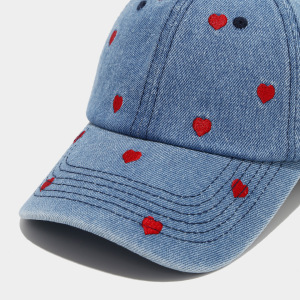 Casquette De Baseball Femme En Denim Avec Broderie Cœur h5 Image5