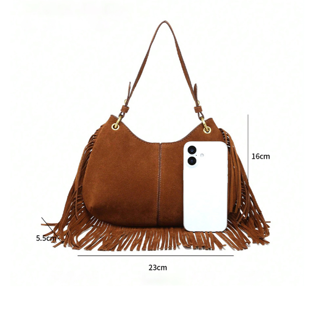 Sac Cabas Femme En Daim À Pompons Style Streetwear Image2