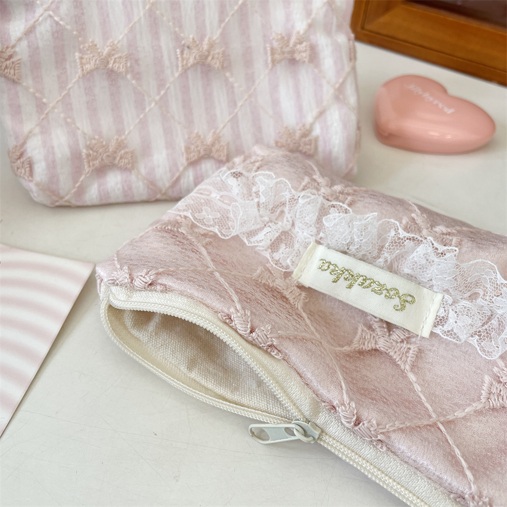 Trousse De Maquillage Pour Femme Avec Nœud Papillon Fleuri, Collection Romantique Image6