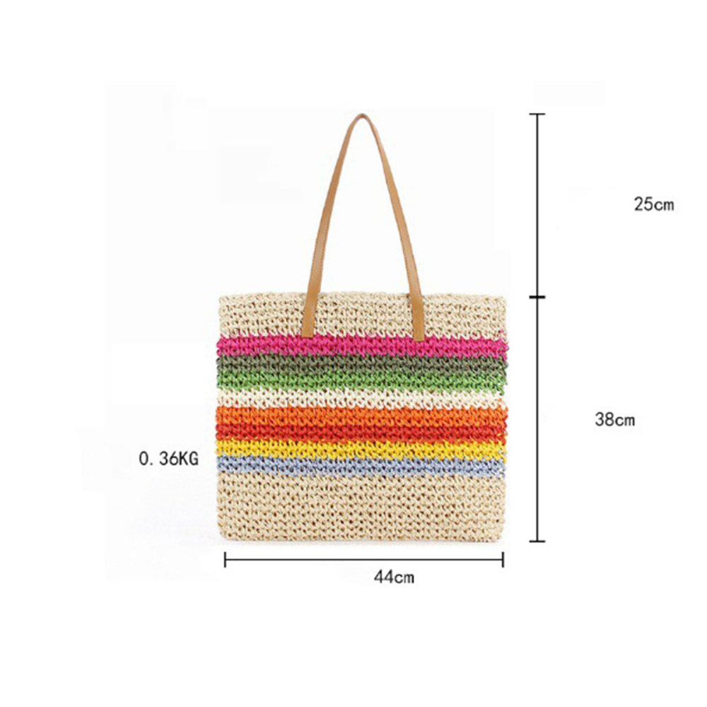 Sac De Plage À Rayures Tissées Style Vacances h5Image6