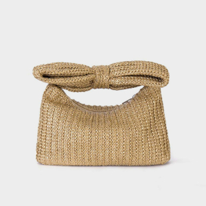 Pochettes Pour Femmes En Paille Tressée Avec Nœud Papillon, Style Parisien Chic h5 Image2