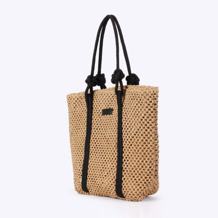 Sac fourre-tout femme en papier tissé uni style vacances 2
